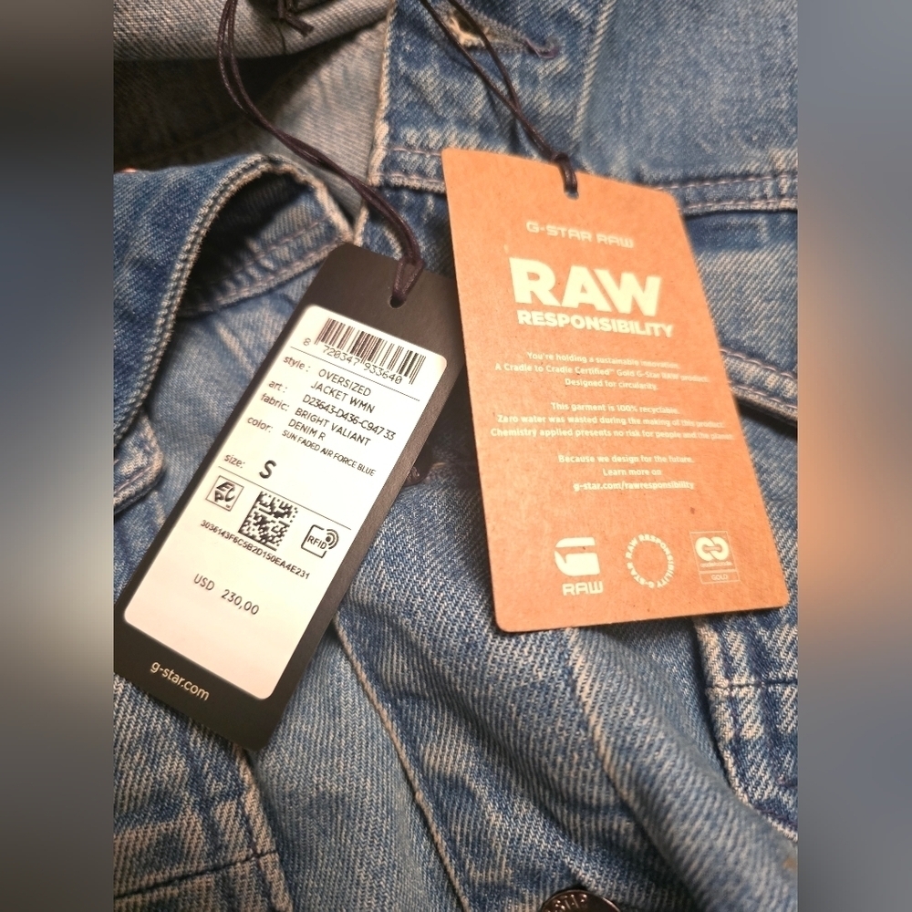 NWT! G-Star Raw, Oversized Jacket, Bright Valiant Denim,Sun Faded Air Force Blue - Picture 6 of 7